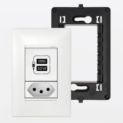 Conjunto 4x2 Tomada 20A + USB-C PD 30W PIAL Plus+ Legrand