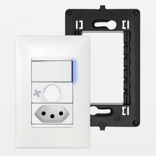 Conjunto 4x2 Variador Ventilador + Interruptor Simples + Tomada 10A PIAL Plus+ Legrand