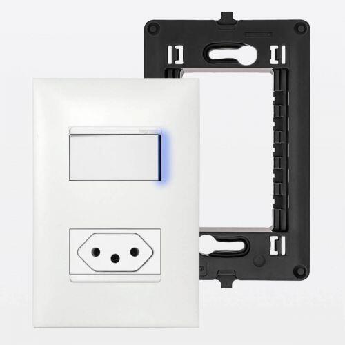 Conjunto 4x2 Interruptor Paralelo com LED e Tomada 10A PIAL Plus+ Legrand