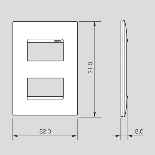 Conjunto 4x2 Tomada 10A c/ Fundo M�vel + Interruptor Simples c/ LED PIAL Plus+ Legrand