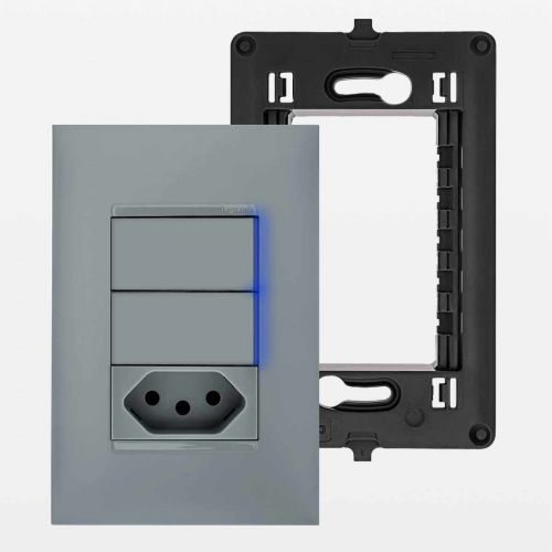 Conjunto 4x2 Tomada 20A + Interruptor Simples + Interruptor Paralelo c/ LED PIAL Plus+ Legrand