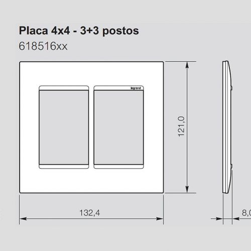 Conjunto 4x4 3 Interruptores Simples c/ LED PIAL Plus+ Legrand