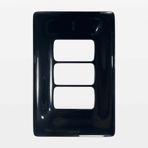 Placa 3 Postos Separados Zeffia 4x2 Preta Legrand 680183PT