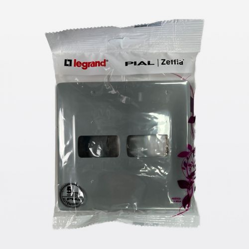 Placa 1+1 Postos 4x4 Zeffia Cinza Legrand 680174CZ
