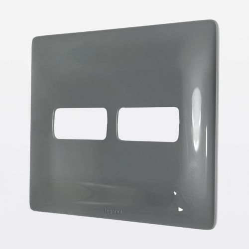Placa 1+1 Postos 4x4 Zeffia Cinza Legrand 680174CZ