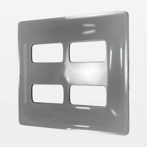 Placa 2+2 Postos Separados 4x4 Zeffia Cinza Legrand 680175CZ