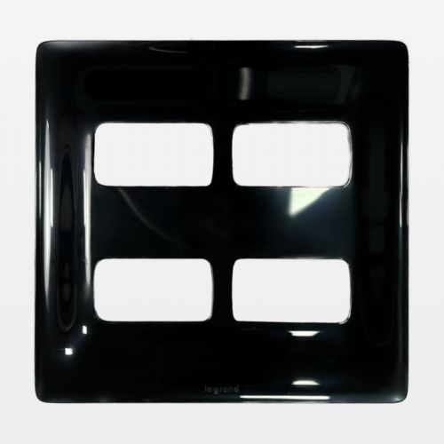 Placa 2+2 Postos Separados Zeffia 4x4 Preta Legrand 680175PT