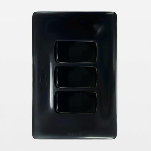 Conjunto 3 Interruptores Simples Preto 4x2 Zeffia Legrand 680102PT
