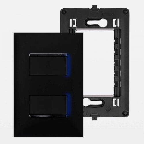 Conjunto 4x2 Interruptor Duplo Simples 10A c/ LED Azul Legrand PIAL Plus+