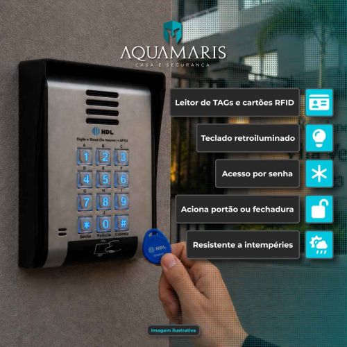 Interfone 4 Pontos HDL Porteiro Coletivo F20ID C/ Central e 8 Tags RFID