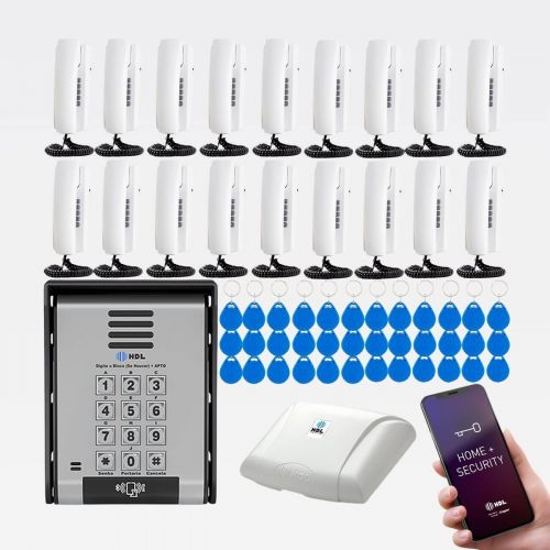 Interfone 18 Pontos HDL Porteiro Coletivo F20ID C/ Central e 36 Tags RFID