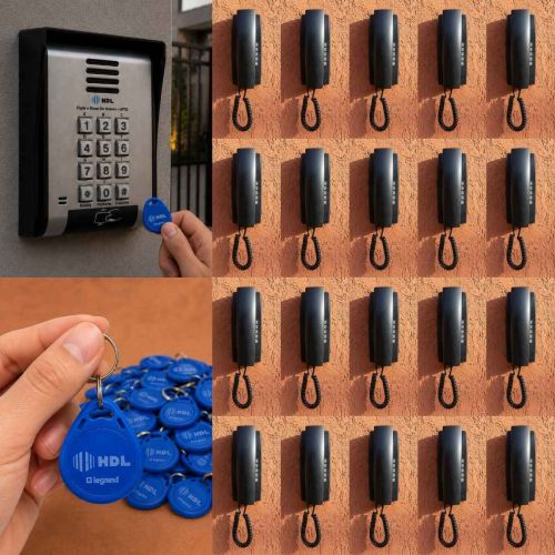 Interfone 20 Pontos HDL Porteiro Coletivo F20ID C/ Central e 40 Tags RFID