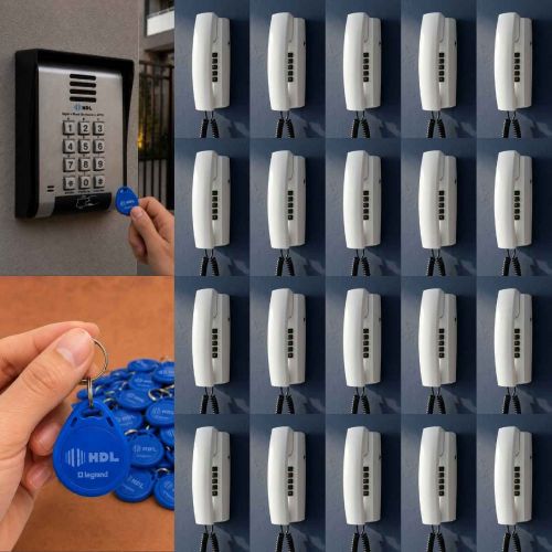 Interfone 20 Pontos HDL Porteiro Coletivo F20ID C/ Central e 40 Tags RFID