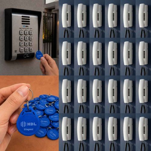 Interfone 24 Pontos HDL Porteiro Coletivo F20ID C/ Central e 48 Tags RFID