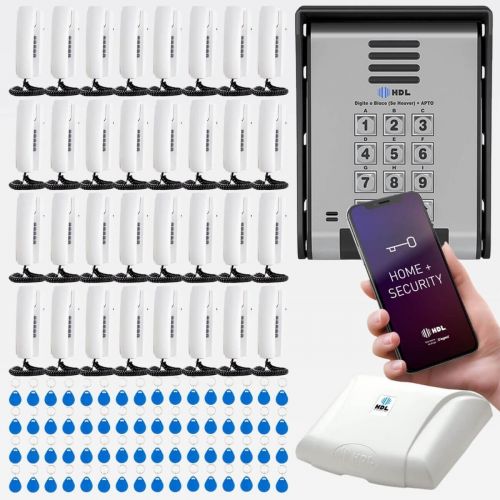Interfone 32 Pontos HDL Porteiro Coletivo F20ID C/ Central e 64 Tags RFID