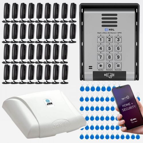 Interfone 32 Pontos HDL Porteiro Coletivo F20ID C/ Central e 64 Tags RFID