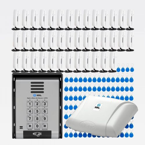Interfone 40 Pontos HDL Porteiro Coletivo F20ID C/ Central e 80 Tags RFID