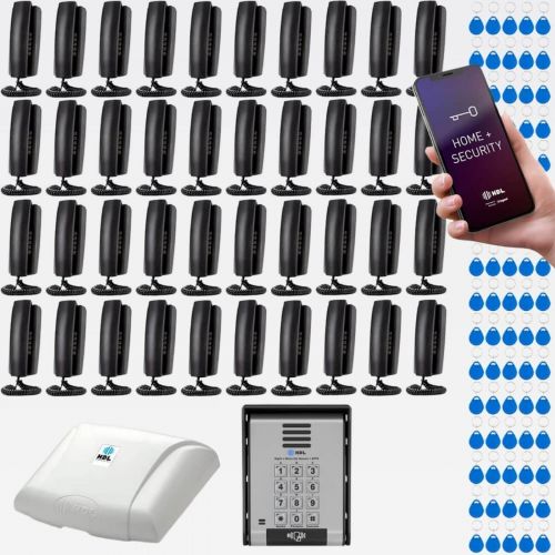 Interfone 40 Pontos HDL Porteiro Coletivo F20ID C/ Central e 80 Tags RFID