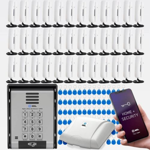Interfone 36 Pontos HDL Porteiro Coletivo F20ID C/ Central e 72 Tags RFID