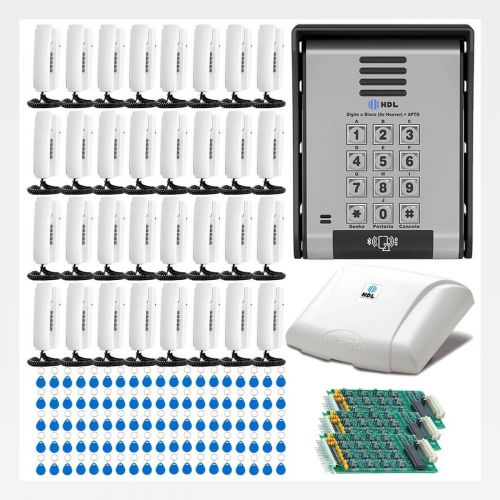 Interfone 50 Pontos HDL Porteiro Coletivo F20ID C/ Central e 100 Tags RFID