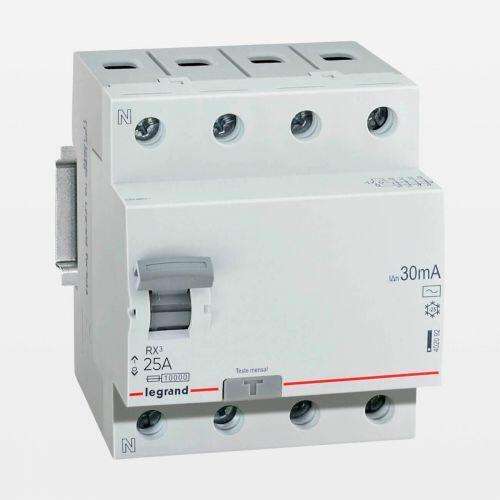 IDR Interruptor Diferencial Residual RX3 4P 25A 30mA Bivolt 220/380V Legrand 402090
