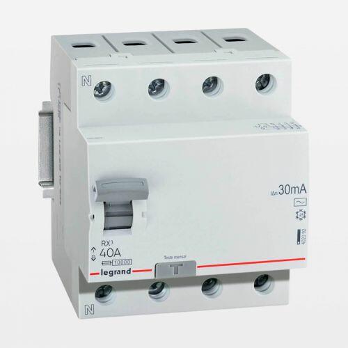 IDR Interruptor Diferencial Residual RX3 4P 40A 30mA Bivolt 220/380V Legrand 402091