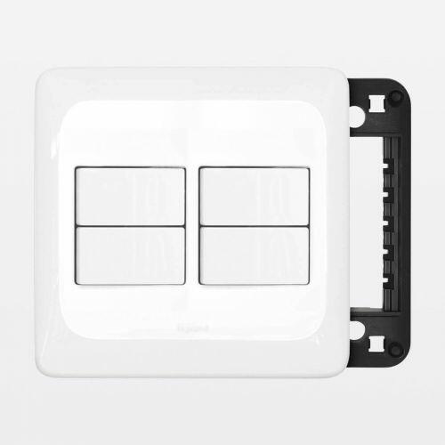 Conjunto 4x4 Pial Pop c/ 4 Interruptores Simples 10A Branco Legrand