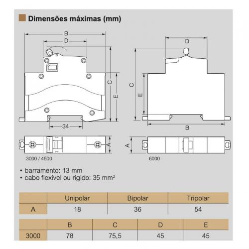 Disjuntor Bipolar Bif�sico 10A Curva C 3000A RX3 Pial Legrand 419305