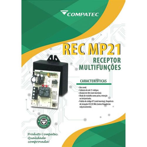 Receptor 433MHz 1 Canal Code Learn Compatec REC MP21
