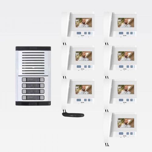 Kit Coletivo Porteiro Eletr�nico 7 Pontos HDL c/ M�dulo VPC Color + 7 Monitores Class 4,3"
