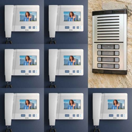 Kit Coletivo Porteiro Eletrônico 7 Pontos HDL c/ Módulo VPC Color + 7 Monitores Class 4,3