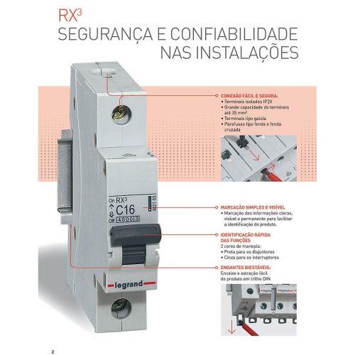 Disjuntor Tripolar Trif�sico 63A Curva C 3000A RX3 Pial Legrand 419323