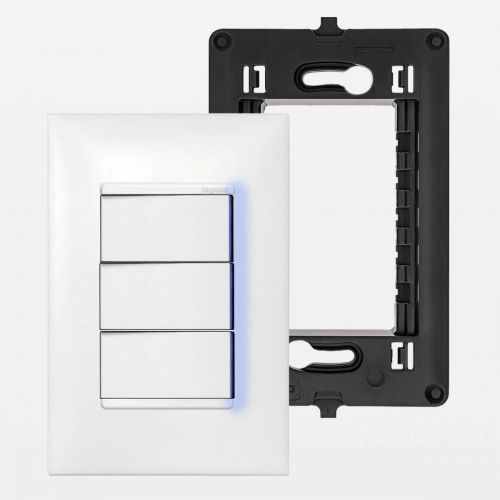 Conjunto 4x2 c/ 3 Interruptores Simples + 3 LEDs Azuis PIAL Plus+ Legrand