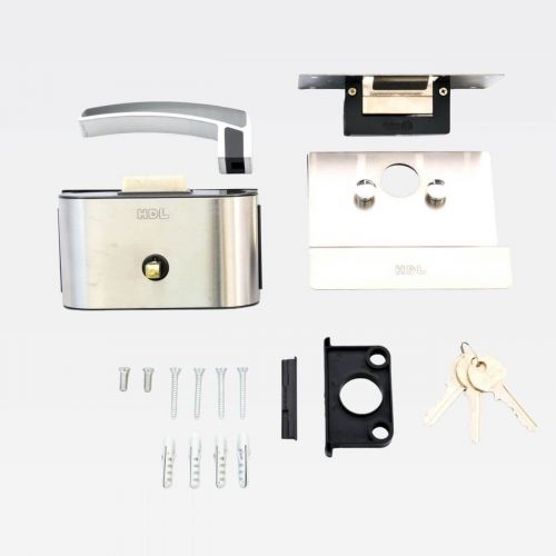 Fechadura El�trica Porta Vidro PV90 1R-L HDL c/ 3 Controles + Receptor 433MHz + Fonte 12V HDL
