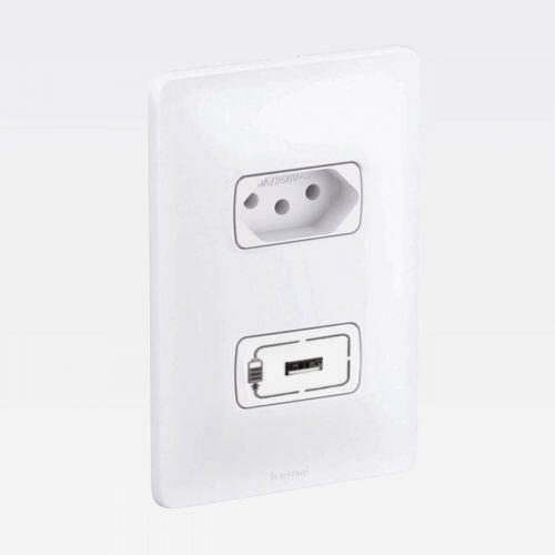 Conjunto Tomada 10A Com Carregador USB 1.5A 4x2 Zeffia Legrand