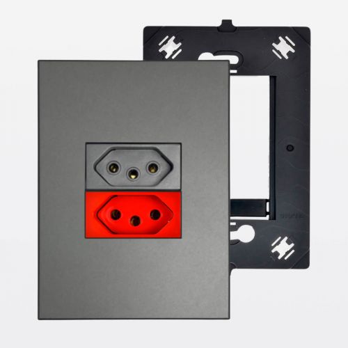 Conjunto 4x2 c/ Tomada 10A + Tomada 20A Vermelha Linha Arteor Legrand
