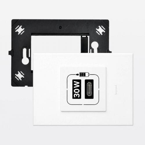 Conjunto 4x2 Carregador USB Tipo-C PD 30W Linha Arteor Legrand