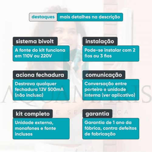 Conjunto Interfone Coletivo 2 Pontos c/ Fechadura Eletrica C90 STD HDL