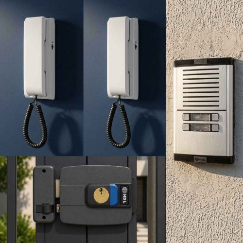 Conjunto Interfone Coletivo 2 Pontos HDL c/ Fechadura C90PRO