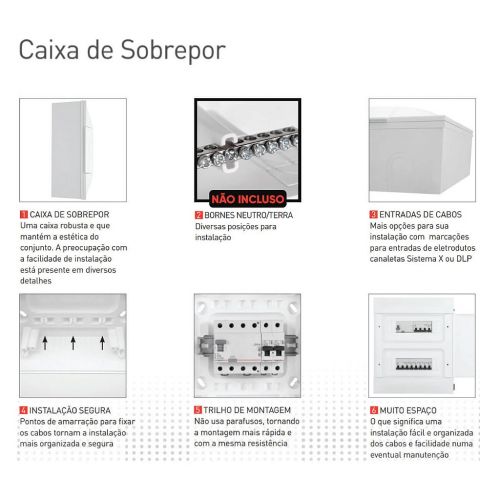 Quadro de Distribui��o Sobrepor Protectbox 24 Disjuntores Branco Legrand 135102