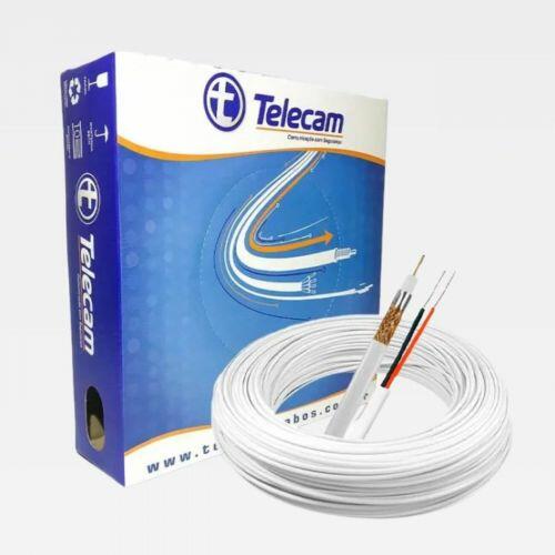 Cabo Coaxial Para Interfone 100m HD 5mm Dupla Blindagem 22AWG Branco Telecam 200607302