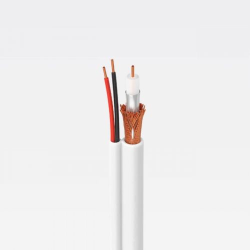 Cabo Coaxial Para Interfone 100m HD 5mm Dupla Blindagem 22AWG Branco Telecam 200607302