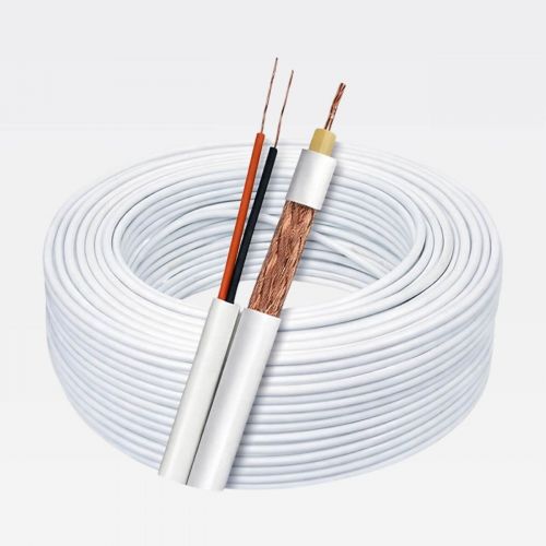 Cabo Coaxial Para Interfone 100m HD 5mm Dupla Blindagem 22AWG Branco Telecam 200607302