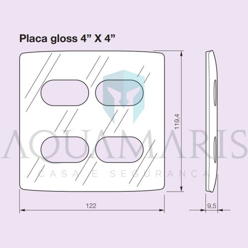 Placa 1+1 Posto 4x4 Sugar Gloss Nereya Legrand 663413