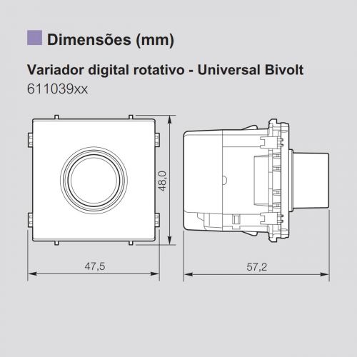 M�dulo Variador Digital/Rotativo Universal Bivolt 2m PIAL Plus+ Preto Legrand 611039PT