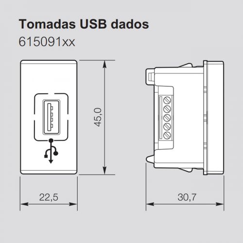 M�dulo Tomada USB Dados PIAL Plus+ Cinza Legrand 615091CZ