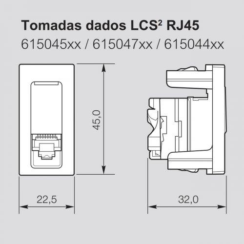 M�dulo Tomada Dados LCS2 RJ45 CAT5e 100Mbps 1m PIAL Plus+ Cinza Legrand 615045CZ