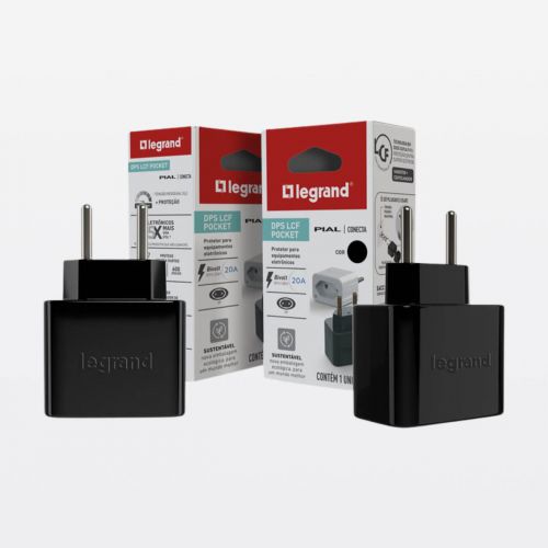 Protetor de Surto El�trico DPS Tomada 2 Pinos 20A Bivolt Preto Legrand 030453