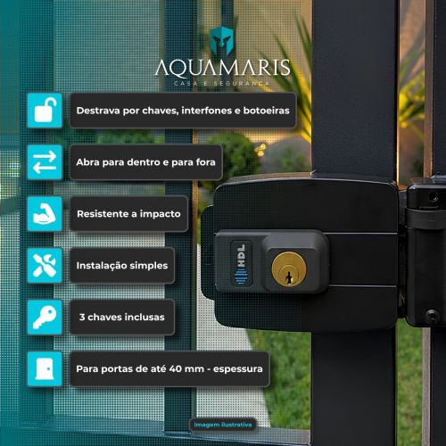 Interfone HDL F8 NTL Fechadura El�trica C90 STD Cilindro 40mm Para Port�o