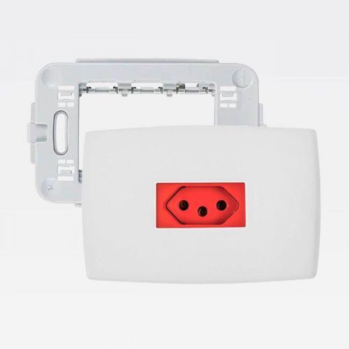 Conjunto Tomada 20A Vermelha Para Embutir Branco Legrand